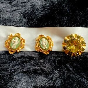 Cherub cameo earrings with matching brooch or can be worn as pendant